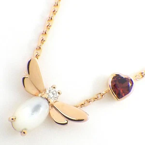 Collana Chaumet Attrape Moi motivo ape conchiglia bianca granato diamante oro rosa 750 - Foto 1 di 8