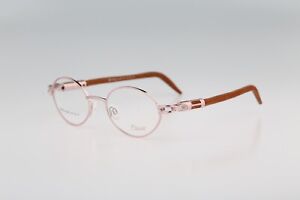 Diva 5095 127, Vintage 90s silver & genuine wood temples oval eyeglasses frames