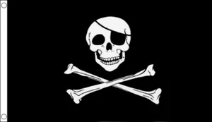 SKULL and CROSSBONES FLAG 5' x 3' Pirate Flags Pirates Party Jolly Roger - Picture 1 of 1