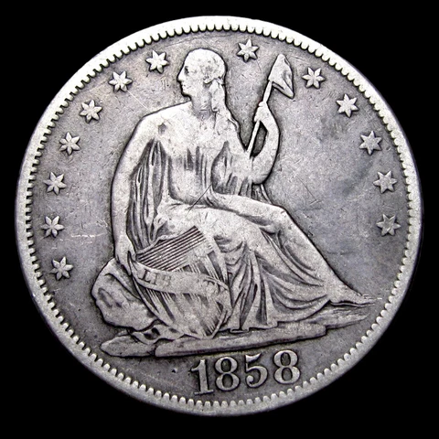 1858 Seated Liberty Half Dollar Silver ---- Nice Coin ---- #GG085 Cover