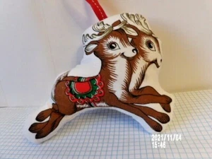 Rentier Panel Stofftier Stoff Ornament Wende Handarbeit Neu - Bild 1 von 9