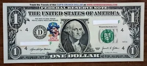 2021 Where's George CAP'N CRUNCH * Trackable UNC REAL $1 One Dollar Bill WG79F - Picture 1 of 2
