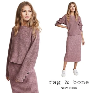 NUEVO Suéter Rag & Bone JUBILEE CREW en Rosa Polvorienta Talla Mediana - Imagen 1 de 11