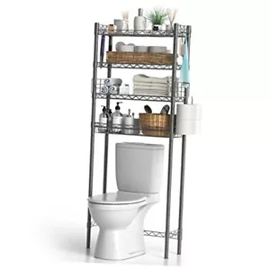 Bathroom Organizer Over Toilet Storage, 4-Tier Toilet Shelf Bathroom Grey - Picture 1 of 7