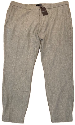 Pantalones Jogger NUEVO CON ETIQUETAS $345 PETER MILLAR Corona Artesanal Lana Gris Blanco Rayas Talla M Foto 1 de 4