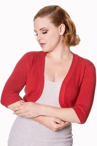 Dancing Days Red 3/4 sleeves Sweater Boloro - Cropped Shrug Sweater Small - Picture 1 of 2