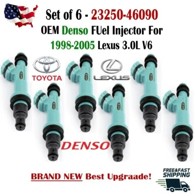 BRAND NEW x6 OEM DENSO Best Upgrade Fuel Injectors for Toyota and Lexus 3.0L V6 - Image 1 of 4