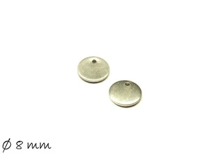 10 uds. Colgante placas de sello en blanco redondo acero inoxidable, Ø 8 mm, plata - Imagen 1 de 1