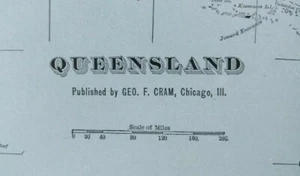 Vintage 1900 QUEENSLAND Map 14"x22" ~ Old Antique Original BRISBANE CAIRNS - Picture 1 of 11