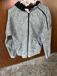 ADIDAS Zip Up Hoodie Fleece FZ Z.N.E. BK3417 W/ Pockets Grey/Blk SZ:XL 15-16 Yrs - Picture 1 of 10