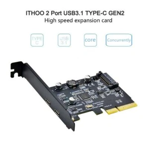 USB3.1 to Type-C 2Port Expansion Card PCI-E4X to USB3.1 Gen2 10Gbps USBC Adapter - Photo 1/11
