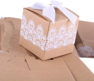 50 pz scatole caramelle rustiche, scatole bomboniere matrimonio con fiocco (SPEDIZIONE GRATUITA) - Foto 1 di 4