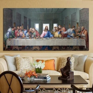 Leonardo Da Vinci "Das letzte Abendmahl" HD Druck auf Leinwand Gemälde Wandbild Bild - Bild 1 von 7