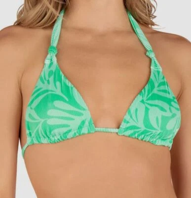 Top de bikini triángulo estampado tropical verde para mujer Hurley talla L Foto 1 de 3
