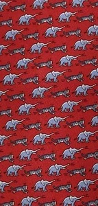 Hermès Twill 8CM Printed Tie (Elephant/Cat) Red/Blue. New With Tag. - Picture 1 of 4