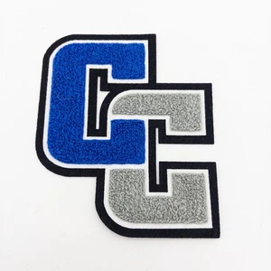 CC Letterman Chenille Patch Blue & Gray Varsity Jacket Letter Sew-On Applique - Picture 1 of 4