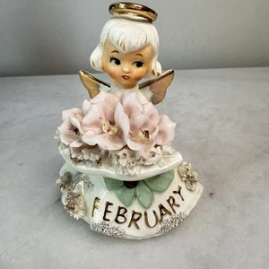 Vtg Lefton February Angel Birthday Month Violet Amethyst 489 Spaghetti MCM READ - Picture 1 of 7