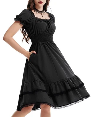 Vestidos Victorianos Góticos Oscuridad Escarlata Disfraz Renacimiento Mujer Vestido Midi Foto 1 de 4