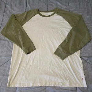 Levi’s Relajado Cuello Redondo Pullover Manga Larga Camiseta Crema y Verde Para Hombre XL - Imagen 1 de 12