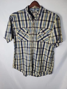 Duluth Trading Denim blau & neutral kariert zwei Taschen Kurzarm 100 %... - Bild 1 von 11