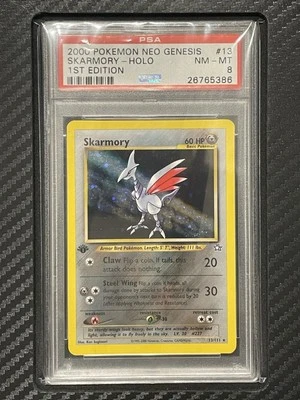 2000 PSA 8 Skarmory 1st Edition Holo Rare #13 WOTC Pokémon Neo Genesis 1st Ed. - Image 1 of 2