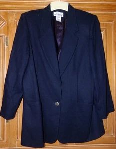 VTG WHITE STAG WOMENS SIZE 14 NAVY 2 BUTTON 100% WOOL FULLY LINED BLAZER - Picture 1 of 2