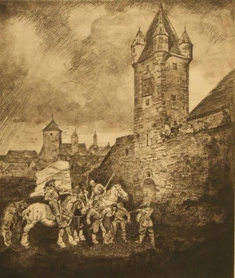 Lápis Rudolf Schacht assinado prova de radiação gravura art déco; Höberlein 1921 - Imagem 1 de 4