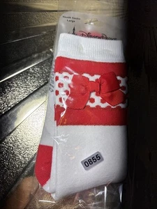 DISNEY MINNIE MOUSE SOCKS New Knee High Youth SIZE 10-4 White Red Dots Bow - Picture 1 of 5