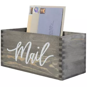 MyGift Rustic Gray Wood Tabletop Decorative Mail Holder Box - Picture 1 of 6