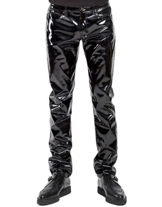 Tripp Vinyl PVC Goth Punk Vampire Gothic Black Slim Shiny Pants - Picture 1 of 4