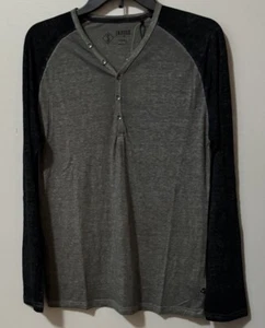 Indigo Star T Shirt Men’s Dark Gray/Black SZ Small Knit Raglan Henley Rufus - Picture 1 of 8