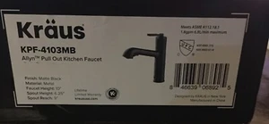 KRAUS Allyn Pull-Out Single Handle Kitchen Faucet In Matte Black KPF-4103MB - Picture 1 of 2