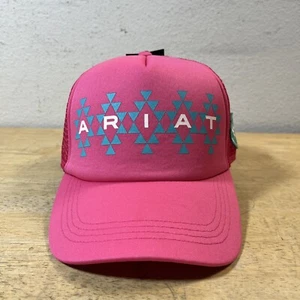 NWT Ariat Mesh Pink Aztec Adjustable Trucker Hat Women Western Ranch Outdoor - Picture 1 of 9