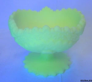 Vintage Fenton Satin Custard Glass Footed Compote Candy Dish - Picture 1 of 11