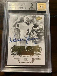 2011 UD College Legends Warren Moon Bowl Game Heroes Auto Autograph BGS 9 #/30 - Picture 1 of 2
