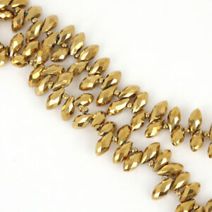 Diy 10Pcs 6X12Mm Gold Oval Faceted Czech Crystal With Hole Teardrop Glass Beads