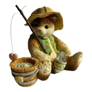 VTG Enesco Priscilla Hillman 1995 Figurine I'm Hooked On You Fishing Kitten Cat - Picture 1 of 9