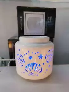 Coloured LED Ceramic Electric Oil / Wax Burner - Ocean Style- FREE wax - Picture 1 of 1