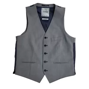 Topman Grey 3 Pocket Smart Formal Waistcoat Men's M 39'' - Picture 1 of 4