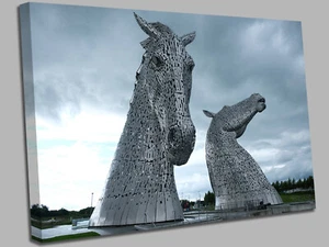 Horse Statues Scotland the Kelpies Canvas Wall Art Picture Print - Picture 1 of 7
