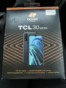New Boost Mobile TCL 30XE 5G, 6.5" HD+, 64GB, Black, Prepaid Smartphone - SEALED - Picture 1 of 4