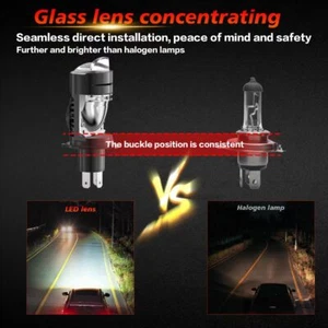 H4 LED Mini Projector Hi/Lo Beam Headlight for Cars LED Bulbs RHDLHD12V24V 6000K - Picture 1 of 8