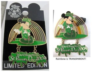 New MIP St Patrick's Day 2004 Mickey 3D LE Dangle Transparent Rainbow Disney Pin - Picture 1 of 11