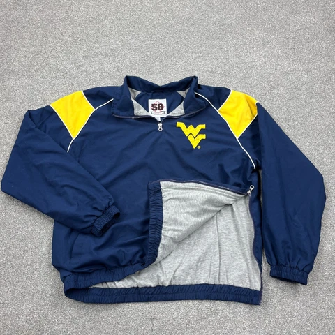 West Virginia Mountaineers Jacket Men Large Pullover Windbreaker WVU Lined IW2 Cover