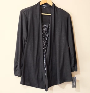 NWT! Elementz Cardigan w/Built in Tank Top Lightweight Black Women’s M #H34-9 - Picture 1 of 9