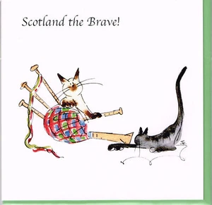 A Jill Latter designed Scotland The Brave Musical cat card - Picture 1 of 1