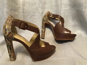 Zapatos de lujo rebeldes para mujer talla 39 M marrón plataforma tacón alto sandalias bohemias - Imagen 1 de 18