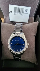 Reloj para mujer Bulova 96R243 Sutton esfera azul cristal de zafiro acero inoxidable diamantes - Imagen 1 de 13