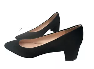 J Crew shoes women’s black leather square ,block heel ,size 9 1/2 - Picture 1 of 11