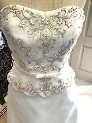 JASMINE Bridal gown Wedding Dress NEW Strapless Corset D. White Organza 6 - Image 1 of 4